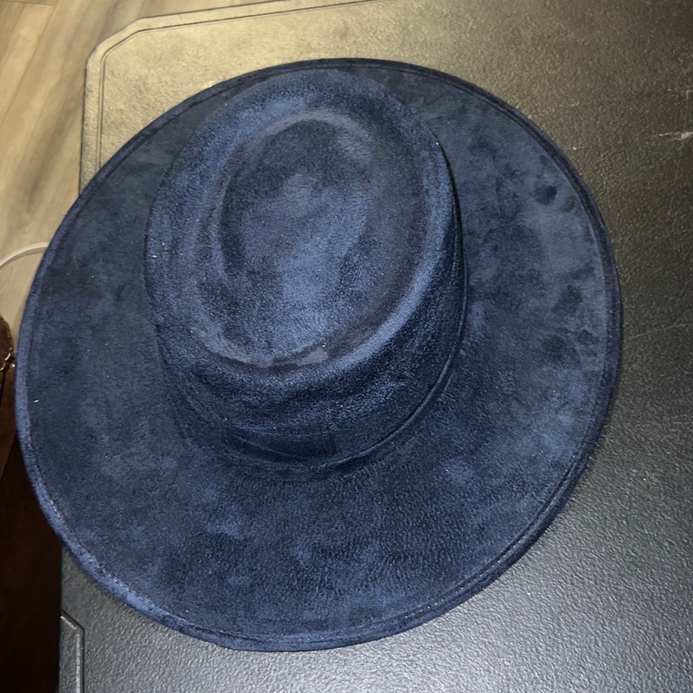Blue Suede Fedora Round Hat